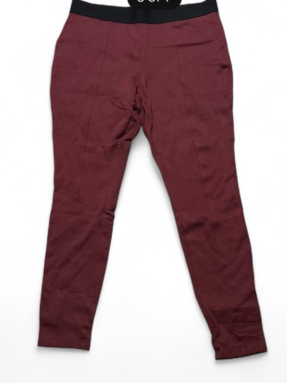 Women's Burgundy Leggings with Black Elastic Waistband